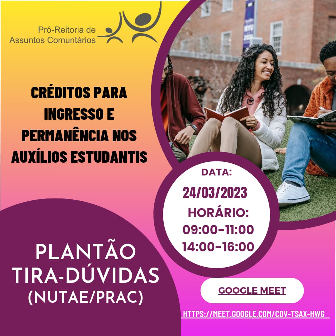 Plantão tira-dúvidas (NUTAE/PRAC)